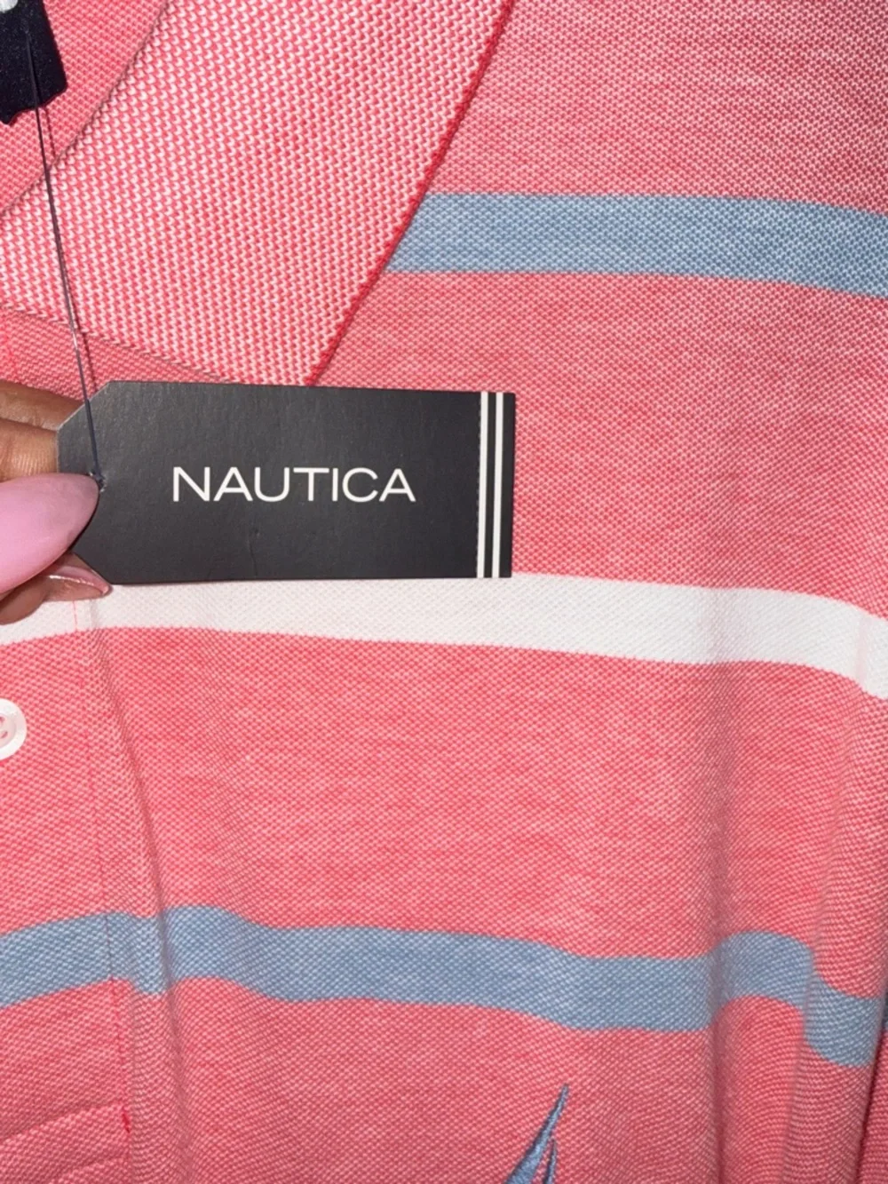 Nautica Pink Striped Polo XXL Casual Preppy Shirt - Picture 7 of 11